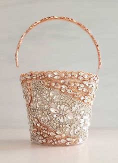 Gold Flower Girl Basket, Temporary Shop, Lace Aesthetic, Gold Flower Girl, Rose Gold Sparkle, Flower Girl Baskets, Rose Gold Flower, Rose Gold Accents, Flower Girl Basket