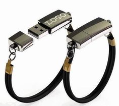 two black and gold usb devices connected to each other with the word logo on them