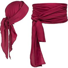 a red scarf tied to the side of a headband on top of a white background