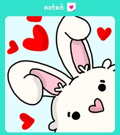 a cartoon bunny with hearts on it's back and the words i love you written in