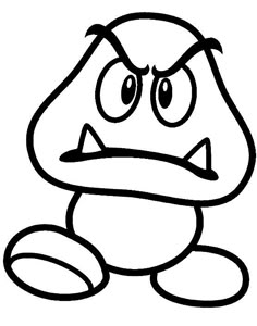 a black and white drawing of a cartoon character with an angry look on his face