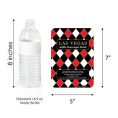 a water bottle and coaster are shown with the measurements for each item in this image