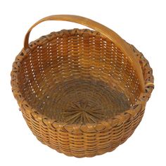 a wicker basket is shown on a white background