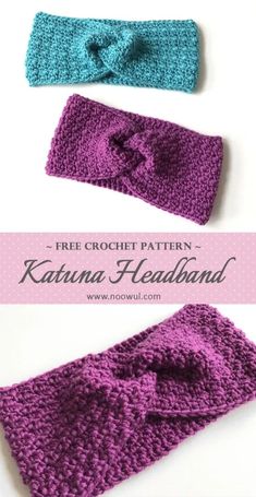 three crocheted headbands with the words free crochet pattern on them