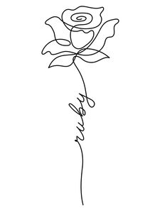 a single rose with the word love written in cursive writing, on a white background