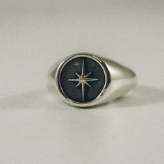 Celestial Ring, Mens Rings Fashion, Signet Rings, Silver Signet Ring, Ring Minimalist, Star Ring