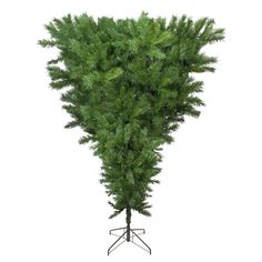 a tall green tree on a metal stand