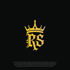 the letter r is made up of gold and black letters with a crown on top