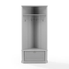 an empty gray cabinet on a white background