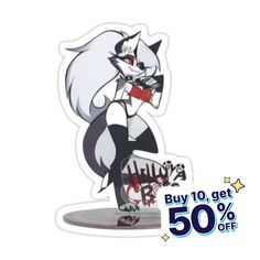 a sticker with an image of a cat on it's back and the words buy