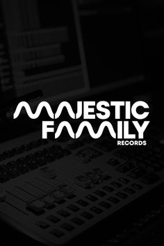 the majestic family records logo is shown on top of a laptop computer and sound mixing equipment