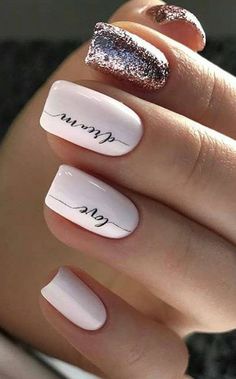 Beautiful nail 2020 trends #nail #nailart #naildesign Glitter Nail Designs, Shiny Nails Designs, Cute Nail Colors, Nail Designs Ideas, Glitter Nails Acrylic, Cute Nail Art Designs, Nail Design Inspiration, Her Nails, Black Nail