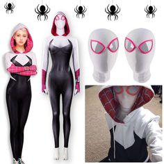 spider - man into the spider verse cosplay costume with mask and hoodie