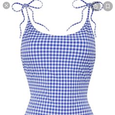 Adorable Gingham One Piece. Never Been Worn And Nwt /Still Has Liner. Straps Tie So Are Adjustable. Womens Swim, Gingham, Blue White, Color Blue, Swimming, Blue And White, One Piece, Women Shopping, Blue