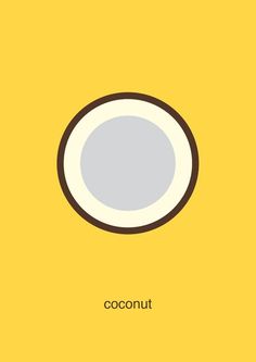 an image of a plate with the word coconut on it, in brown and white