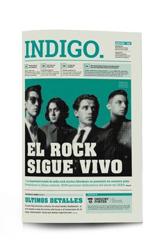 a magazine with an image of the band indigoo on it's front cover