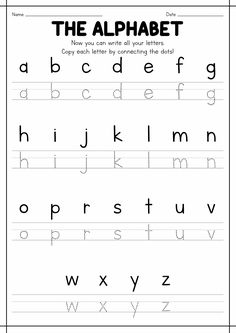 the alphabet worksheet for kids to learn how to write and draw letters with