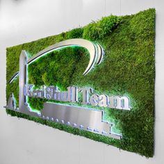 Moss Logo, Mixed Moss Logo Wall, Stainless Steel Logo, Illuminated Logo Steel Logo