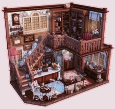 an image of a doll house with furniture