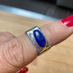 I Believe Is An 8 But Fits Like 7 Due To Width Of Band. Just Under .5” Wide. Polish Style, Ring Color, Christmas 2024, Womens Jewelry Rings, Sterling Ring, Blue And Silver, Silver Ring, Beaded Jewelry, Color Blue