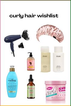 Hair Products To Make Your Hair Curly, Hair Products To Hold Curls, Hair Stuff For Curly Hair, Curly Hair Wishlist, For Curly Hair, Curly Hair Products Routine, Curly Hair Gel Products, Best Curly Hair Shampoo And Conditioner, Curly Hair Care Aesthetic