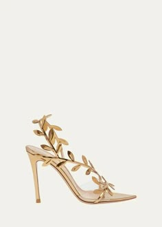 Gianvito Rossi Metallic Branch Stiletto Sandals - Bergdorf Goodman Gianvito Rossi Heels, Gold Wedding Shoes, Rossi Shoes, Chic Shoes, Fancy Shoes, Stiletto Sandals, Dream Shoes, Bergdorf Goodman, Bridal Shoes