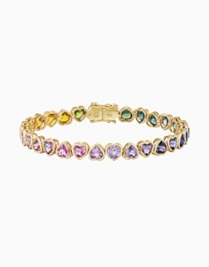 I Heart Rainbows Bracelet – Emily P. Wheeler, LLC Vibrant Jewelry, Tennis Style, Rainbow Sapphires, Designer Bracelets, Rainbow Jewelry, Rainbow Necklace, Rainbow Bracelet, Sapphire Bracelet, Jewelry Lookbook