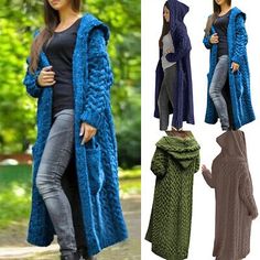 Crochet Sweater Design, Long Cardigan Coat, Long Sweater Coat, Trendy Outfits Winter, Cardigan Sweater Coat, Open Front Sweater, Trendy Fall Outfits, Trendy Fall, Women's Sweaters