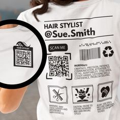 Hair Stylist? This custom personalized Hair Stylist shirt is perfect! Also works great as shirts for your employees to wear, like a uniform! Share your Hair Stylist's portfolio everywhere you go with a quick scan of a smartphone. We create a QR code for you that doesn't expire - and can be easily scanned everywhere you go, generating leads to your website/portfolio/social media/etc. Getting potential leads has never been easier! Wear it to the store, out for the weekend, or even make it part of your employee's uniform. Also makes a thoughtful gift for the Hair Stylist you love! Features a custom @ "handle" and a custom QR code for things like your website, social media, etc. The "@" can be removed if you just want your name. Why You'll Love It: .: The Comfort Colors 1717 tee is made with m Hair Stylist Shirts, Employee Uniform, Hairdresser Gift, Hair Raising, Hair Dresser, Listening Skills, Portfolio Website, Cool T Shirts, Custom Tshirts