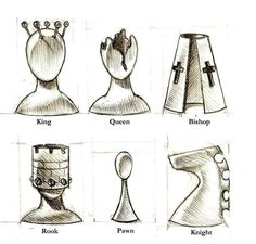 four different types of chess pieces