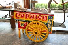 a cart made to look like a wagon with the word cavalen on it