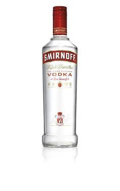 a bottle of smirnoff vodka on a white background