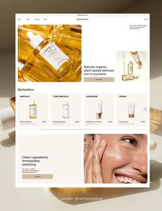 an image of a website page with cosmetics products on the side and in the background