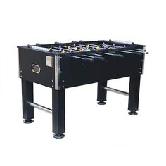 the foosball table is set up to play soccer