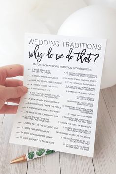 a person holding up a wedding game with the words'why do we do that? '