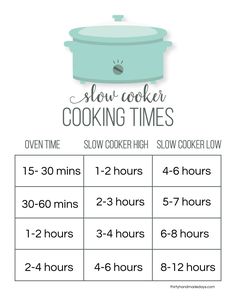 the instructions for how to cook slow cooker times