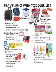 the travel with toddler list includes items that include baby products, diapers, wipes and more