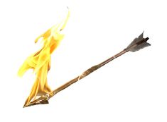 an arrow that is on fire with flames coming out of the top and bottom of it