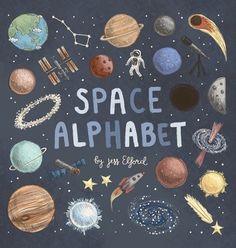 the cover of space alphabet is drawn in chalk