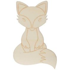 a wooden cutout of a fox sitting down