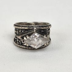 See last photo for length or size measurements, compare our measurements to something in your jewelry box to know if this piece will work for you. ❤Please check out my other listings❤   ️I'm available for questions 📫 All orders are shipped within 24 hours Mon-Fri ✨Fashion is our armor, dress well and face the world confident✨ Vintage Cubic Zirconia Ring Stamped 925, Vintage Sterling Silver Diamond Ring With Vs Clarity, Vintage Silver White Topaz Jewelry, Armor Dress, Dress Well, Drawing Stuff, Shiny Things, Filigree Ring, Work For You