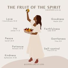 the fruit of the spirit is shown in this poster, which features an image of a woman