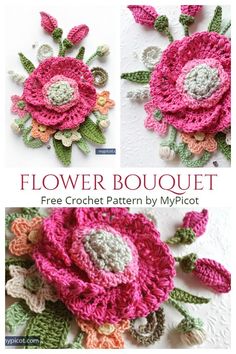 crochet flower bouquet free pattern by mypicto