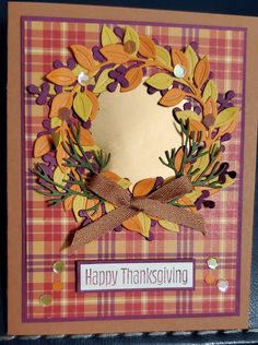 a handmade thanksgiving card with a wreath