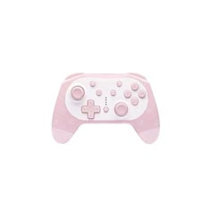 a pink and white controller on a white background