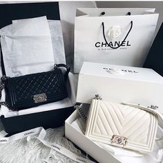 White Chanel Bag, Black Chanel Bag, Black And White Chanel, Chanel Bags, Arm Candy, Chanel Boy Bag, Chanel Handbags