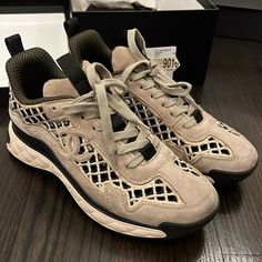 Worn Only Twice! Like New. Can’t Be Found In Store Anymore. Very Comfortable. Chanel Sneakers, Box Bag, Chanel Shoes, Black Tan, Black And Tan, Womens Shoes Sneakers, Original Box, Shoes Sneakers, In Store