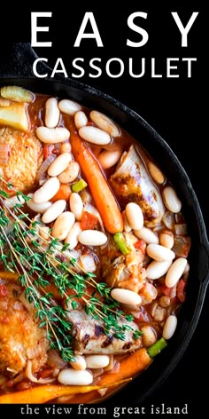 the cover of easy casserole, with beans and meat in a skillet