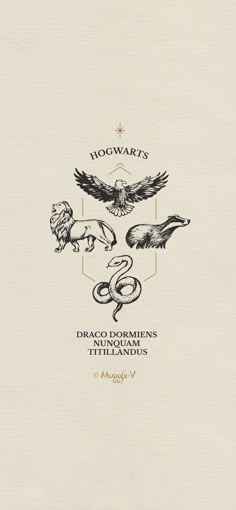 harry potter's book cover with the hogwarts crest and two flying birds