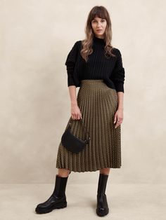 Silky Pleated Midi Skirt | Banana Republic Factory Banana Republic Skirt, Banana Republic Factory, Women's Skirts, Pleated Midi Skirt, Autumn Winter Fashion, Capsule Wardrobe, Side Zipper, Banana Republic, Cool Girl